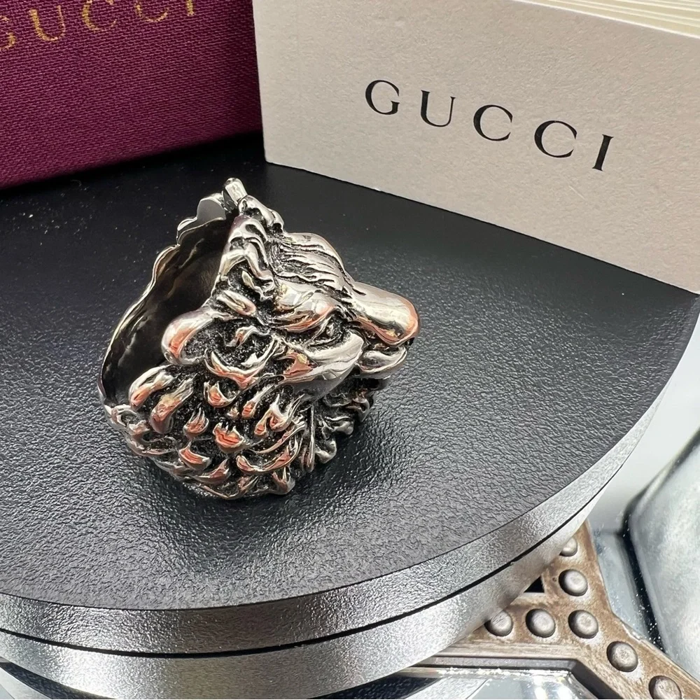 Gucci Metallic Lion Head Ring